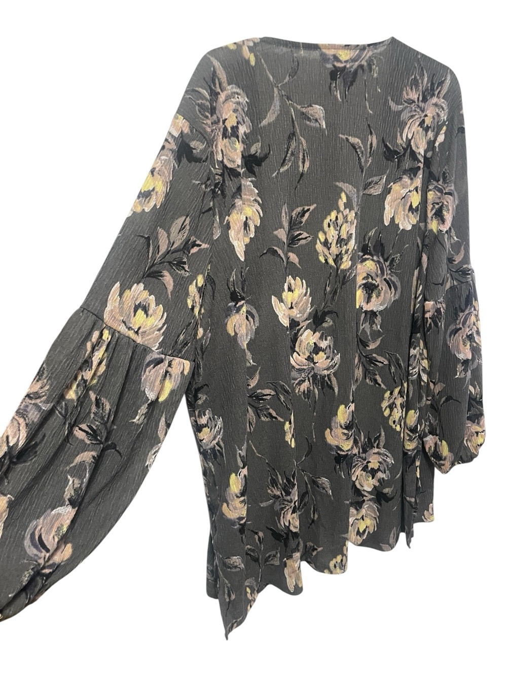 Maurices Gray Floral Crochet Trim Kimono size 2X NWT boho festival romantic - Picture 4 of 14